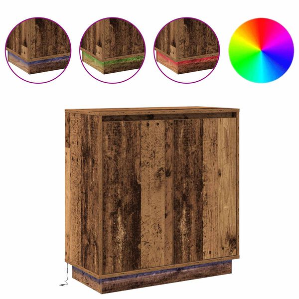 vidaXL LED-Sideboard mit Regal Altholz 71 x 34,5 x 75 cm Holzwerkstoff