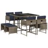 vidaXL 9-teiliges Garten-Ess-Set mit Kissen, grau, Polyrattan