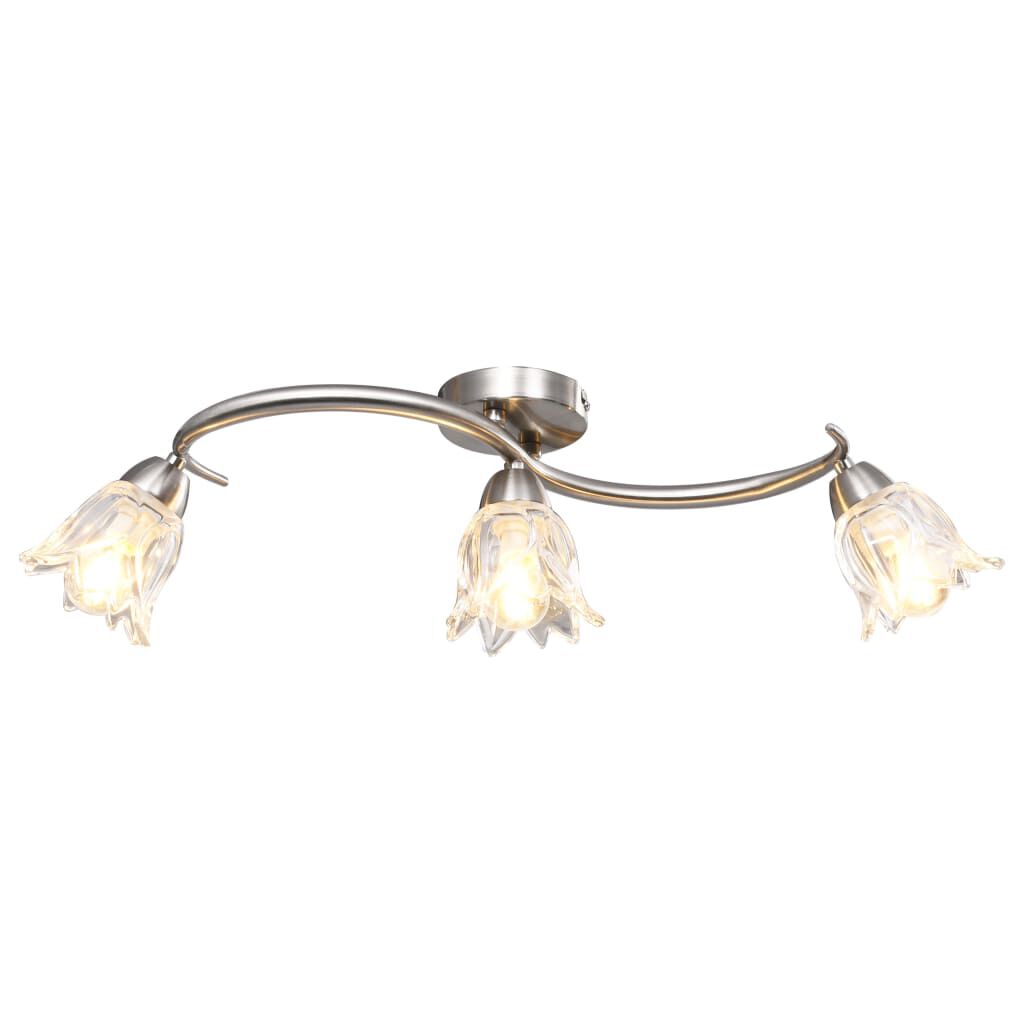 VidaXL Kronleuchter 3x40W – Moderne Deckenleuchte Mit 3 Glasschirmen (satinierte Nickel)