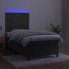 vidaXL Boxspringbett mit Matratze & LED Dunkelgrau 80x200 cm Samt