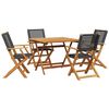 vidaXL 5-tlg. Garten-Essgruppe Schwarz Poly Rattan und Massivholz