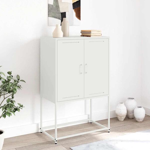 vidaXL Highboard Wei&szlig; 68,5x38,5x107 cm Stahl