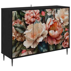 vidaXL Sideboard BORNE Schwarz Eichen-Optik 102 x 33 x 76 cm