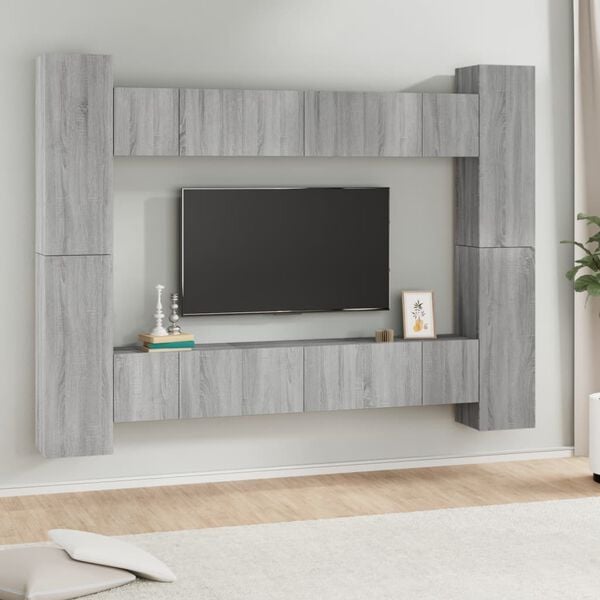 vidaXL 10-tlg. TV-Schrank-Set Grau Sonoma Holzwerkstoff