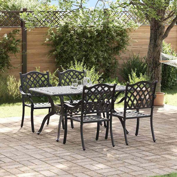 vidaXL Garten Essgruppe 5 pcs Schwarz Aluminium