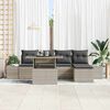 vidaXL Garten-Sofa-Set mit Speicher 6 pcs Hellgrau Poly Rattan