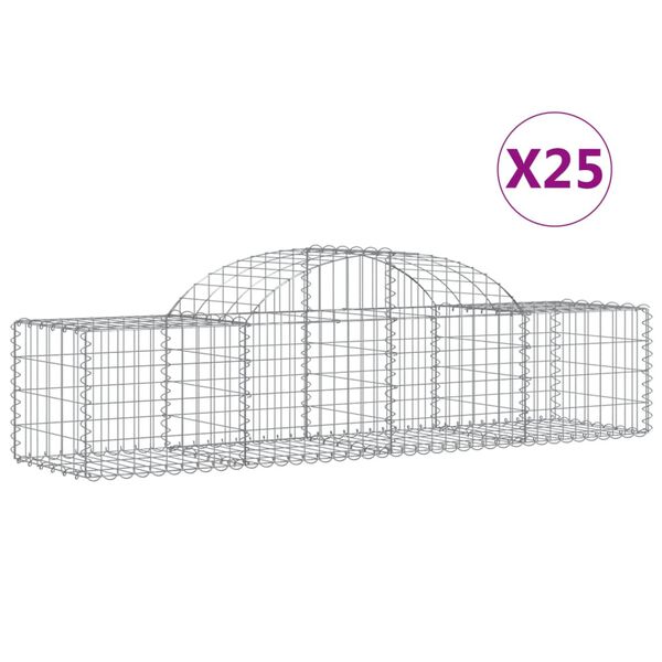 vidaXL Gabionen mit Hochbogen 25 Stk. 200x50x40/60 cm Verzinktes Eisen