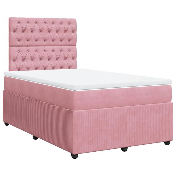 vidaXL Boxspringbett mit Matratze Rosa 120x190 cm Samt