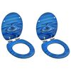 vidaXL Toilettensitze Soft-Close-Deckel 2 Stk. MDF Blau Wassertropfen