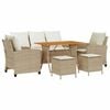 vidaXL 6-tlg. Garten-Sofagarnitur mit Kissen Beige Poly Rattan