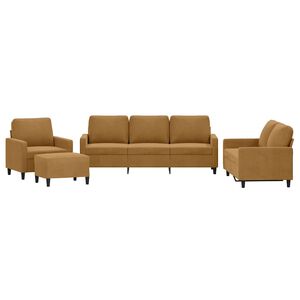 vidaXL 4-tlg. Sofagarnitur mit Kissen Braun Samt