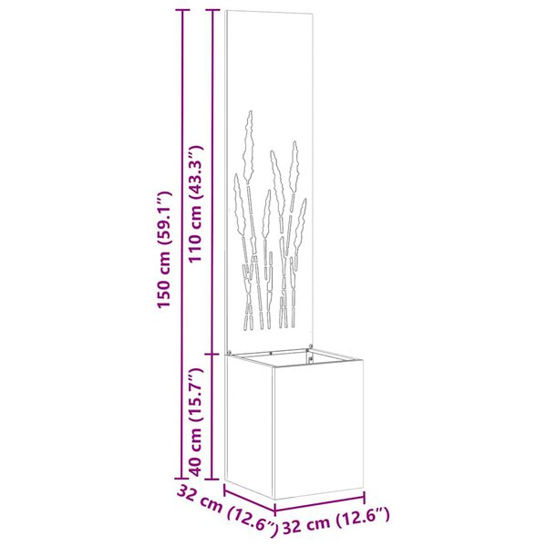 vidaXL Garten Sichtschutz-Leinwand Rostig 32 x 140 cm Wetterfeststahl