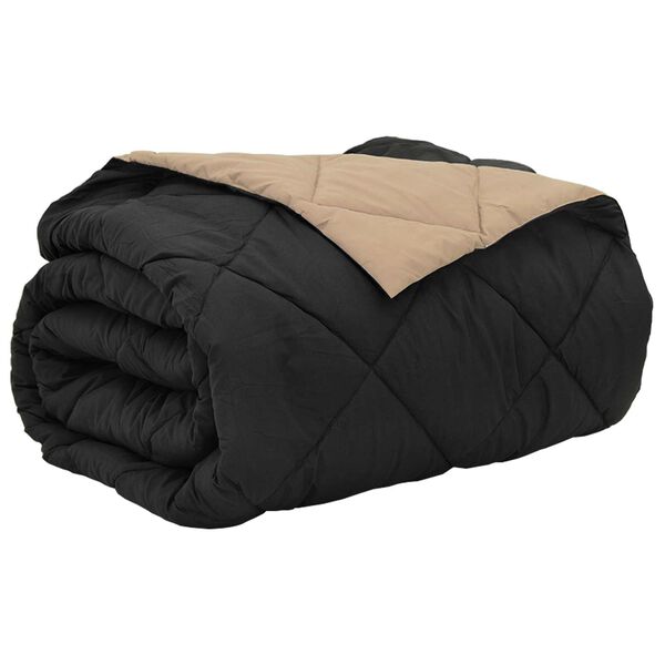 vidaXL Sommerdecke Schwarz und Taupe 240 x 260 cm Mikrofaser