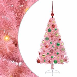 vidaXL K&uuml;nstlicher vorbeleuchteter Weihnachtsbaum Rosa 120 cm PVC