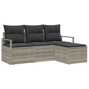 vidaXL Sofa Set 4 pcs Hellgrau Poly-Rattan