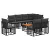 vidaXL Outdoor-Sofagarnitur 9 pcs Schwarz und Dunkelgrau Polyester