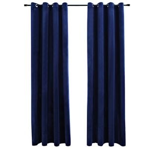 vidaXL Verdunkelungsvorh&auml;nge mit &Ouml;sen 2 Stk. Samt Dunkelblau 140x245cm