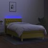 vidaXL Boxspringbett mit Matratze & LED Gr&uuml;n 90x200 cm Stoff