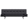 vidaXL Schlafsofa mit 2 Kissen Kunstleder Ausziehbar Schwarz