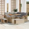 vidaXL Garten-Sofa-Set mit Kissen mit Speicher Beige Poly Rattan