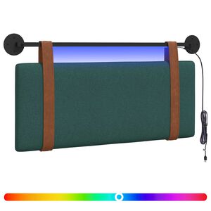 vidaXL H&auml;ngendes Kopfteil Mit LED Licht Dunkelgr&uuml;n Antikes PU