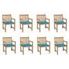 vidaXL Gartenst&uuml;hle 8 Stk. mit Blauen Kissen Massivholz Teak