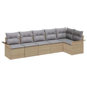 vidaXL Gartensofa-set mit Kissen 6 pcs Beige Poly-Rattan