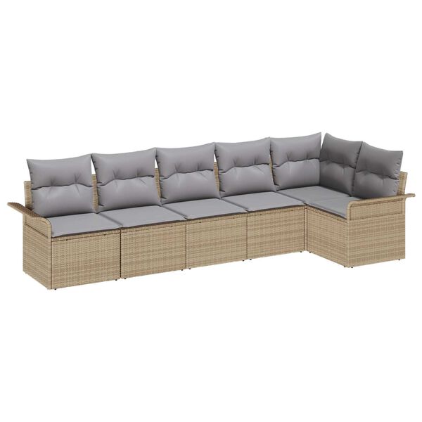 vidaXL Gartensofa-set mit Kissen 6 pcs Beige Poly-Rattan