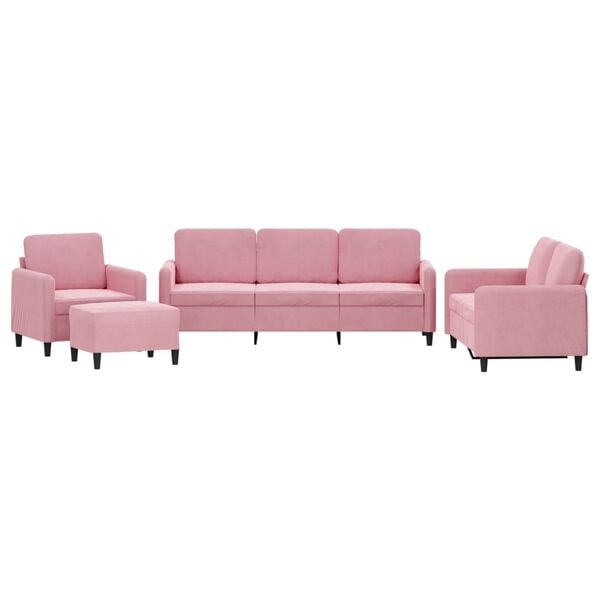 vidaXL 4-tlg. Sofagarnitur Rosa Samt