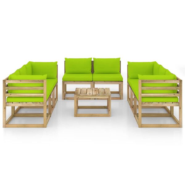 vidaXL 9-tlg. Garten-Lounge-Set mit Kissen Impr&auml;gniertes Kiefernholz