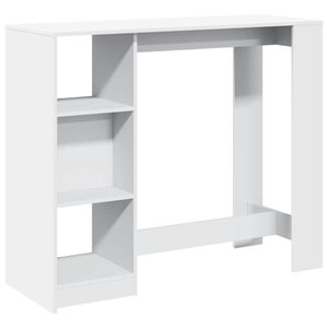 vidaXL Bartisch mit Regal Wei&szlig; 124x46x103,5 cm Holzwerkstoff