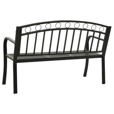 vidaXL Gartenbank mit Tisch 125 cm Stahl Schwarz