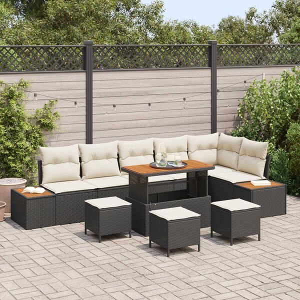 vidaXL Gartensofa-set 10 pcs Schwarz Poly-Rattan
