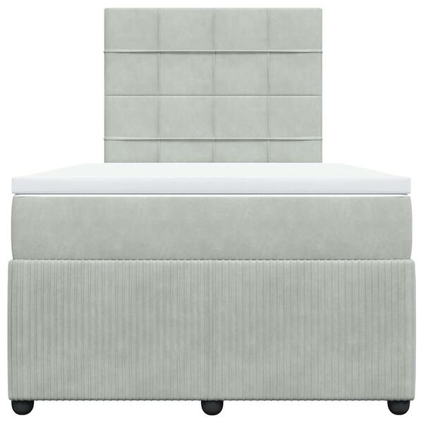 vidaXL Boxspringbett mit Matratze Hellgrau 120x200 cm Samt