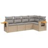 vidaXL 5-tlg. Garten-Sofagarnitur mit Kissen Beige Poly Rattan