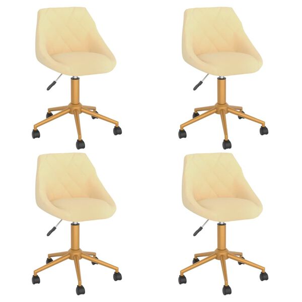 vidaXL Esszimmerst&uuml;hle 4 Stk. Drehbar Creme Samt