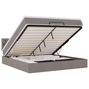vidaXL Ottoman-Bett mit Matratze & LEDs Taupe 160x200 cm Stoff