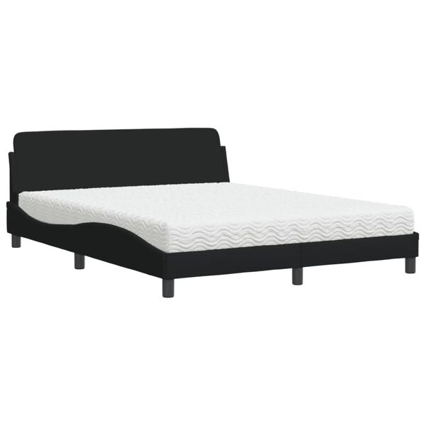 vidaXL Bett mit Matratze "Dover" Schwarz 160x200 cm Stoff