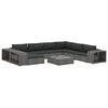 vidaXL 10-tlg. Garten-Lounge-Set mit Auflagen Poly Rattan Grau