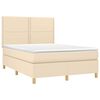 vidaXL Boxspringbett mit Matratze & LED Creme 140x200 cm Stoff