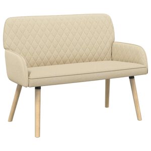 vidaXL 2-Sitzer Sofa mit Massivholzbeinen 2-Sitzer Creme Leinenstoff