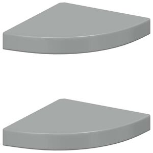 vidaXL Eck-Schweberegale 2 Stk. Hochglanz-Grau 25x25x3,8 cm MDF