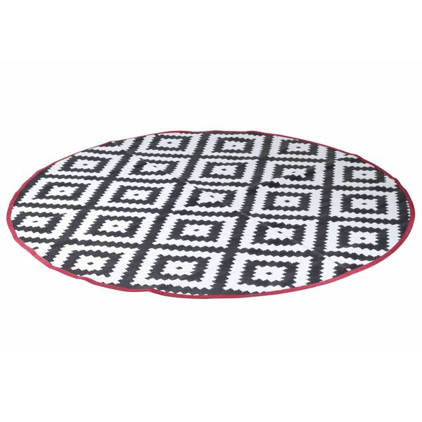 Bo-Camp Outdoor-Teppich Chill mat Falconwood 2 m Rund Schwarz und Wei&szlig;