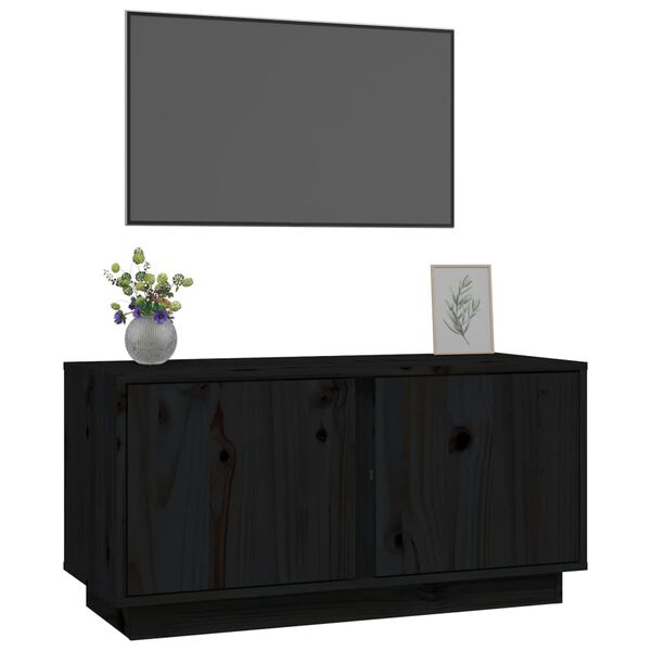 vidaXL TV-Schrank Schwarz 80x35x40,5 cm Massivholz Kiefer