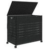 vidaXL Wäschekorb mit Rollen Schwarz 66x35x60 cm Rattan