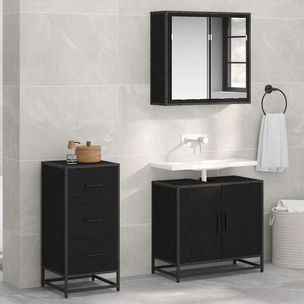 vidaXL Sideboard Schwarz Eichen-Optik 35,5 x 35 x 76 cm