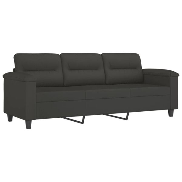 vidaXL 3-Sitzer-Sofa mit Hocker Dunkelgrau 180 cm Mikrofasergewebe
