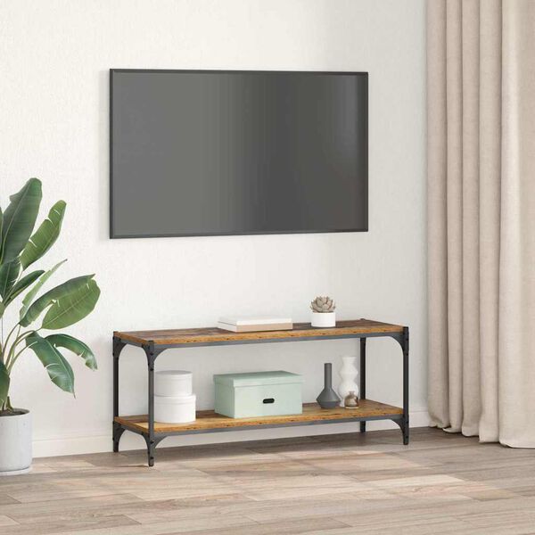 vidaXL TV-Schr&auml;nk Altholz 100x33x41cm Verbundholz und Eisen