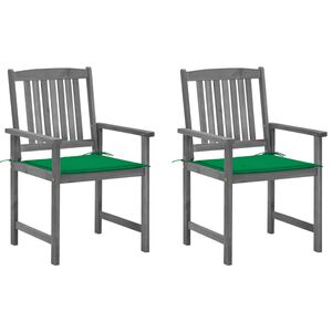 vidaXL Gartenst&uuml;hle mit Kissen 2 Stk. Grau Massivholz Akazie