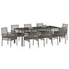 vidaXL Garten Essgruppe 9 pcs Grau Poly-Rattan